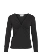 Vilullu V-Neck L/S Knot Top - Noos Black Vila