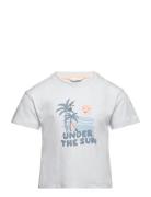 Printed Cotton-Blend T-Shirt Blue Mango