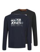 Jjluke Tee Ls Crew Neck 2Pk Mp Jnr Navy Jack & J S