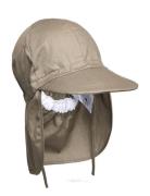 Cap W/Neck - Solid Colour Khaki Melton