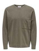 Onslamai Ovz 12 Ls Pocket Crew Knit Green ONLY & SONS