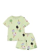 Pyjama Tee Shorts Set Aop Unis Green Lindex