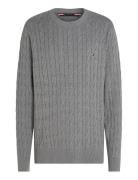 Classic Cotton Cable Crew Neck Grey Tommy Hilfiger