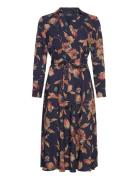 Floral Surplice Crepe Midi Dress Navy Lauren Ralph Lauren