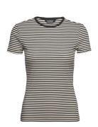 Striped Stretch Cotton Crewneck Tee Black Lauren Ralph Lauren