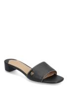 Fay Tumbled Leather Sandal Black Lauren Ralph Lauren