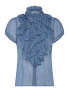 Liljasz Crinkle Ss Shirt Blue Saint Tropez