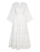 Vanessa Wide Sleeve Embroidered Cotton Maxi Dress White Malina