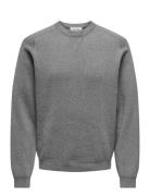 Onspin Reg 12 Crew Knit Grey ONLY & SONS