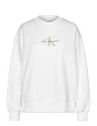 Textured Monologo Crewneck White Calvin Klein Jeans