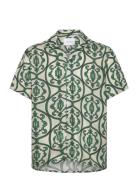 Ornament Aop Tencel Ss Shirt Green Les Deux