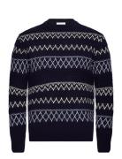 Knitted Pattern Crew Neck - Rws Navy Knowledge Cotton Apparel