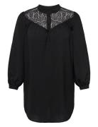 Carmette Life L/S Mix Lace Long Top Wvn Black ONLY Carmakoma