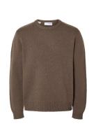 Slhcody Ls Knit Relaxed Crew Neck Noos Brown Selected Homme