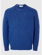 Slhrai Ls Knit Crew Neck Noos Blue Selected Homme