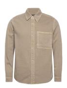 Mens Shirt Long Sleeve Leisure Beige Denham