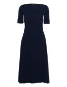 Stretch Cotton Midi Dress Navy Lauren Ralph Lauren