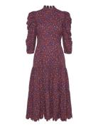 Printed Maxi Dress With Waist Focus Burgundy Stella Nova