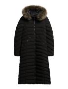 Fuji Faux Fur Hooded Longline Black Superdry