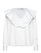 Slfisobel Ls Ruffled Shirt B White Selected Femme