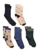 Socks W. Pattern Blue Minymo