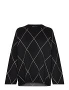 Objester Ls Knit Top Aop Noos Black Object