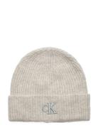 Thick Embroidery Beanie Cream Calvin Klein