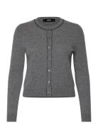 Wool Cardigan With Decorative Stitching Grey Mango