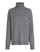 Soft Wool Cable Roll-Nk Sweater Grey Tommy Hilfiger