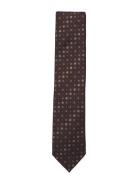 Wool Tie With Pattern 7 Cm Brown Lindbergh Black