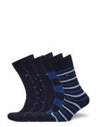 Th Men Sock 5P Giftbox Stripe Dot Navy Tommy Hilfiger