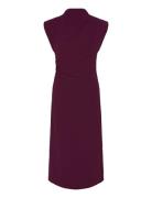 Gathered Turtleneck Dress Burgundy Mango