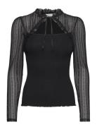 Beatha Silk Blouse W/ Lace Black Rosemunde