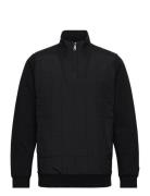 Hybrid Quilted Quarter Zip Sweatshirt Black Lyle & Scott