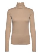 Rib Mock Neck Top Beige Filippa K