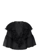 Alexia Organza Frill Blouse Black Malina