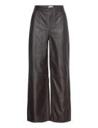 Felise High Rise Wide Leather Pants Brown Malina