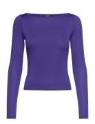 Long Sleeve Boat Neck Top Purple Monki