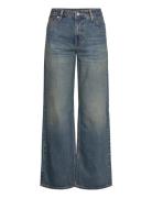 Ample Low Rise Loose Wide Leg Jeans Blue Weekday