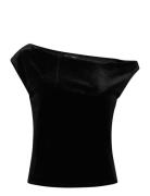 Asymmetric Velvet Top Black Mango