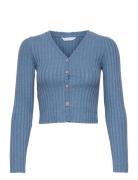 Ribbed Long-Sleeved T-Shirt Blue Mango