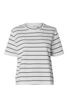 Slfessential Ss Striped Boxy Tee Noos White Selected Femme