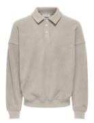 Onsdominic Rlx Ls Rugby Sweat Vd Grey ONLY & SONS