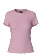 Pcnicca Ss O-Neck Top Jrs Noos Pink Pieces