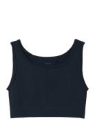 Nlffayle Rib Crop Tank Top Navy LMTD