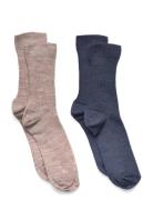 Sock 2P Wool Ribb Blue Lindex