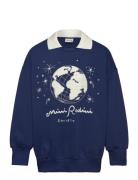 Mini Rodini Society Emb Collar Sweatshirt Blue Mini Rodini