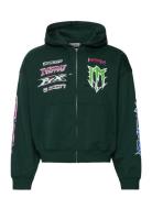 Boxy Graphic Zip Hoodie Green Weekday