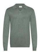 Ecovero L/S V-Neck Polo Green Lindbergh