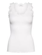 Rwbeatha Sl V-Neck Lace Top White Rosemunde